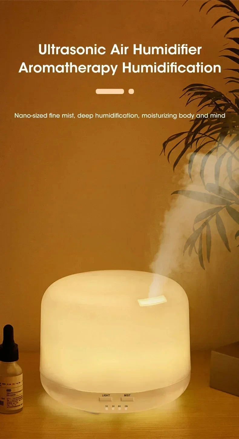 Mini humidificador USB de 500 ml con diseño de madera, difusor de aromas, humidificador de aire con luces nocturnas de colores, difusor de aceites esenciales.
