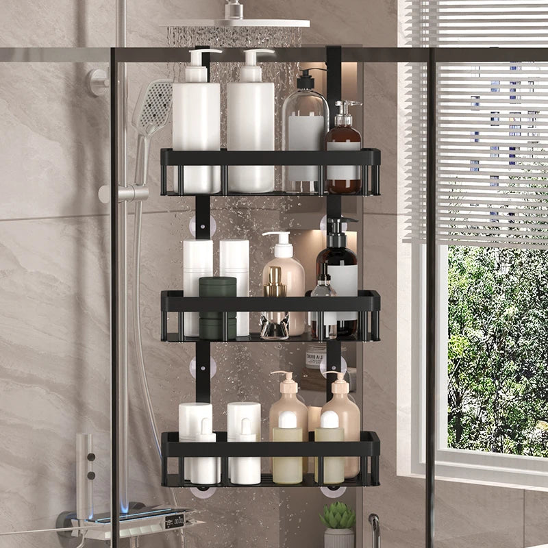 Estante de almacenamiento de tres niveles para pared de baño, estante para puerta, estante para gel de ducha, estante de almacenamiento para artículos de baño