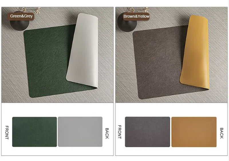Manteles individuales de cuero de doble cara para cocina, manteles individuales resistentes al calor para mesa de comedor, posavasos, escurridor de platos