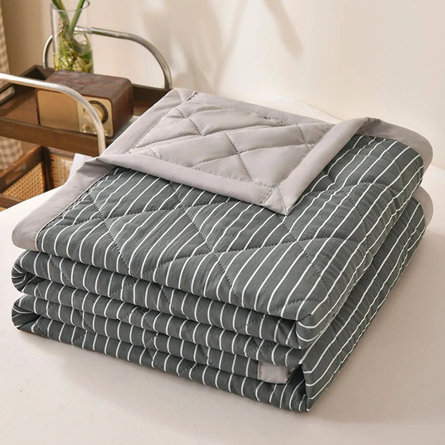 Edredón delgado de verano, suave, para aire acondicionado, para las cuatro estaciones, lavable a máquina, manta individual o doble, edredón acolchado ultrasónico