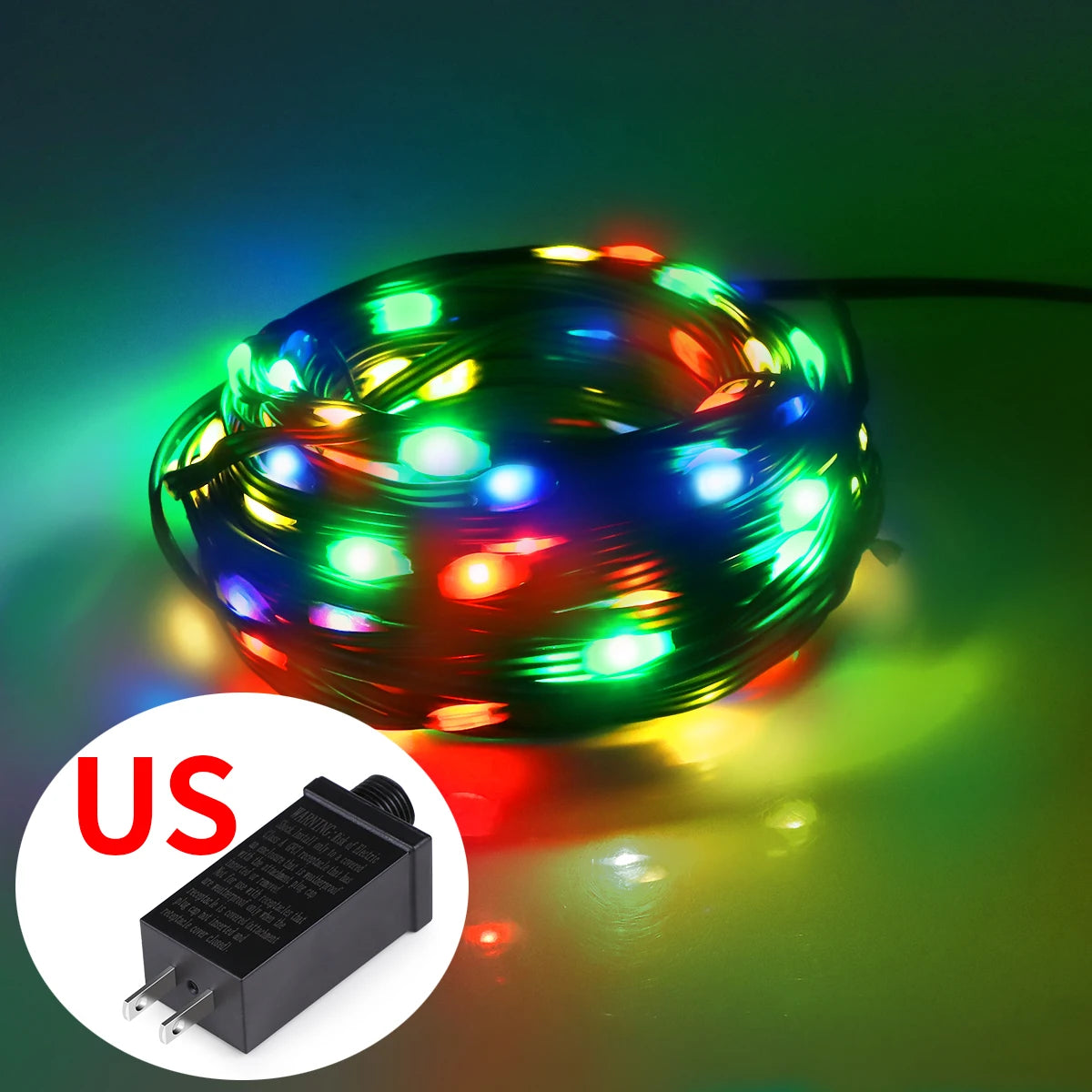 Guirnalda de luces LED de alta calidad con cable de goma, 100 m, 800 LED, 8 modos, 220 V/110 V, para exteriores, jardín, patio, césped y decoración navideña.