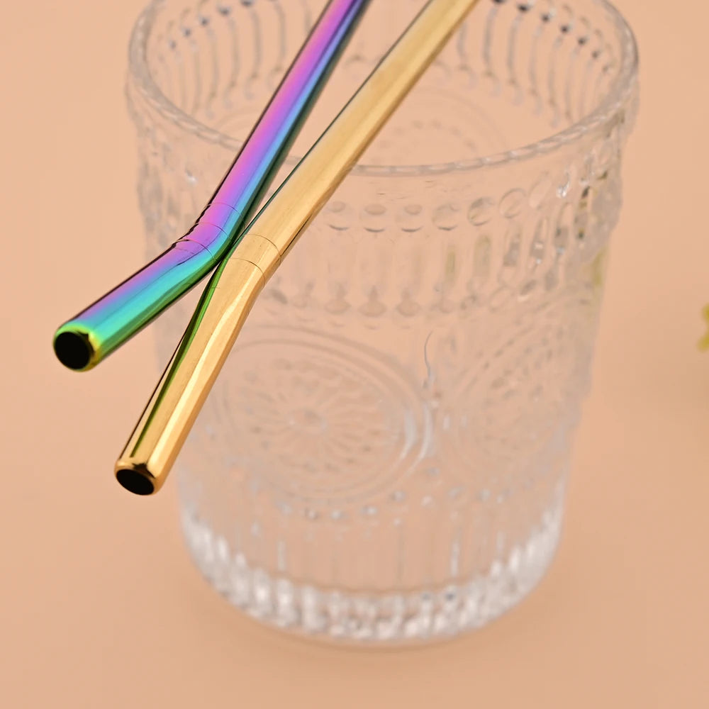 Juego de 5 pajitas de acero inoxidable plateadas lavables y reutilizables para yerba mate, con filtro tipo cuchara, ideales para coctelerías y accesorios de bar.