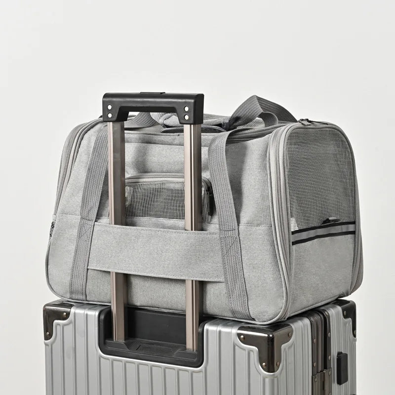 Mochila transportadora para mascotas, portátil, transpirable, plegable, bolso de hombro, bolsas transportadoras para gatos y perros, bolso de mano para viajes con mascotas.