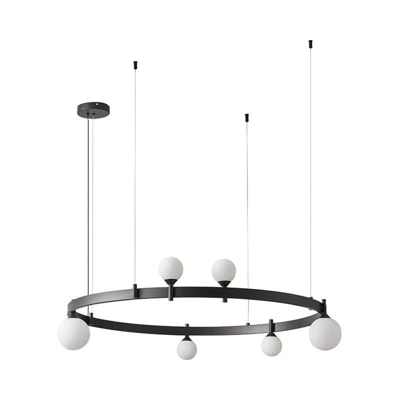 Lámpara minimalista nórdica posmoderna creativa negra para decoración de sala de estar, dormitorio, cafetería, lámpara redonda, comedor, candelabro