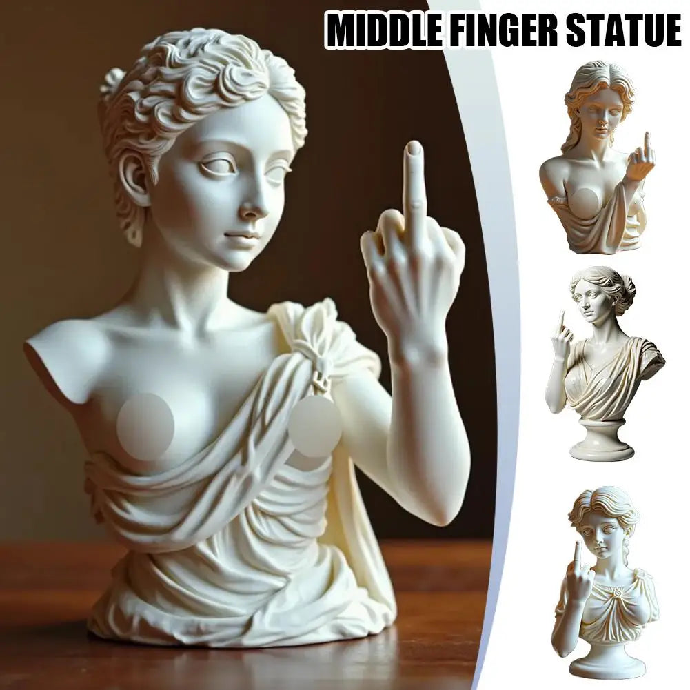 Estatua divertida de resina de la diosa vienesa con el dedo medio, decoraciones personalizadas para el hogar, el jardín, la oficina y la mesa. Regalos especiales.