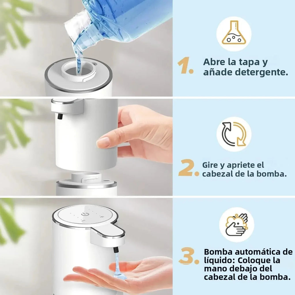 Dispensador automático de jabón líquido/espuma, dispensador eléctrico sin contacto, recargable por USB con sensor infrarrojo para baño y cocina.