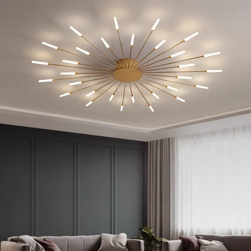 Lámpara de techo LED con forma de flor de diseño nórdico para comedor y sala de estar, iluminación Sputnik para decoración del hogar, cocina, dormitorio infantil, lámpara de araña