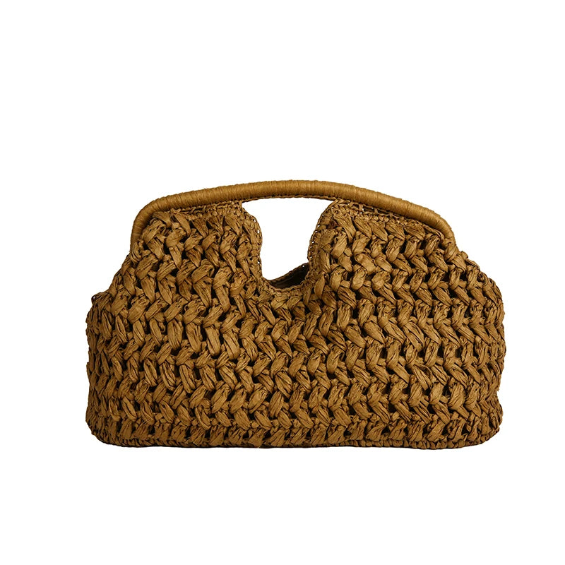 Nuevo bolso de playa de verano para mujer, bolso de mano de lujo de diseñador, bolsos de paja, bolso tote, bolsos de moda de ratán tejido, bolso de viaje para mujer