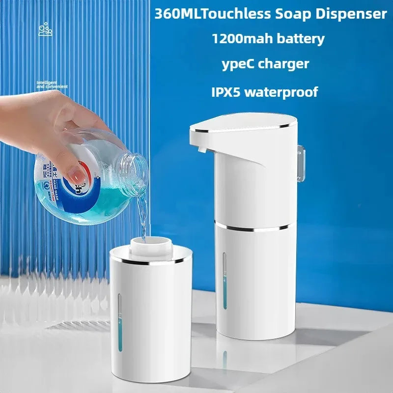Nuevo dispensador automático de jabón en espuma 2026, máquina inteligente para baño con carga USB, color blanco, fabricado en ABS de alta calidad.