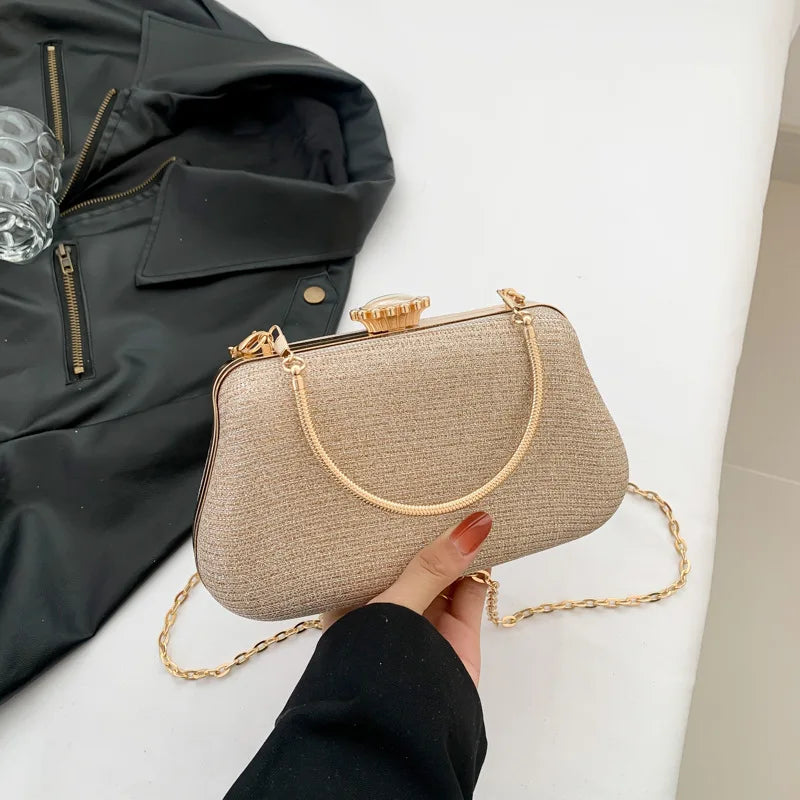 Bolso de noche de lujo de alta gama para mujer, bolso de fiesta con purpurina para bodas, bolso de mano, bolso de hombro con cadena.