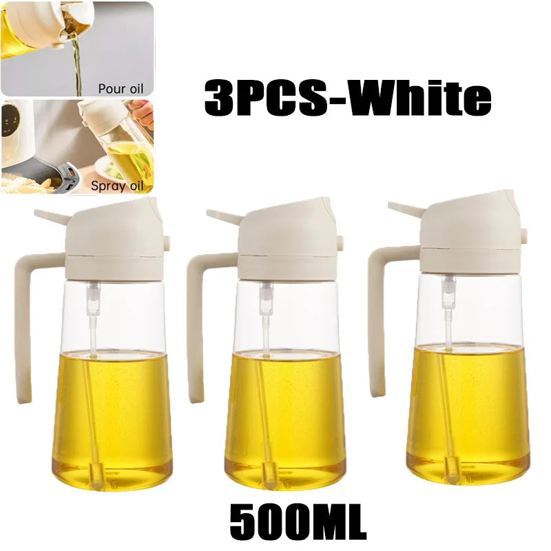 Botella pulverizadora de aceite de 200/300/500 ml para barbacoa, cocina, aceite de oliva, pulverizador de aceite de plástico para hornear, botella vacía, botella de vinagre o pincel de aceite