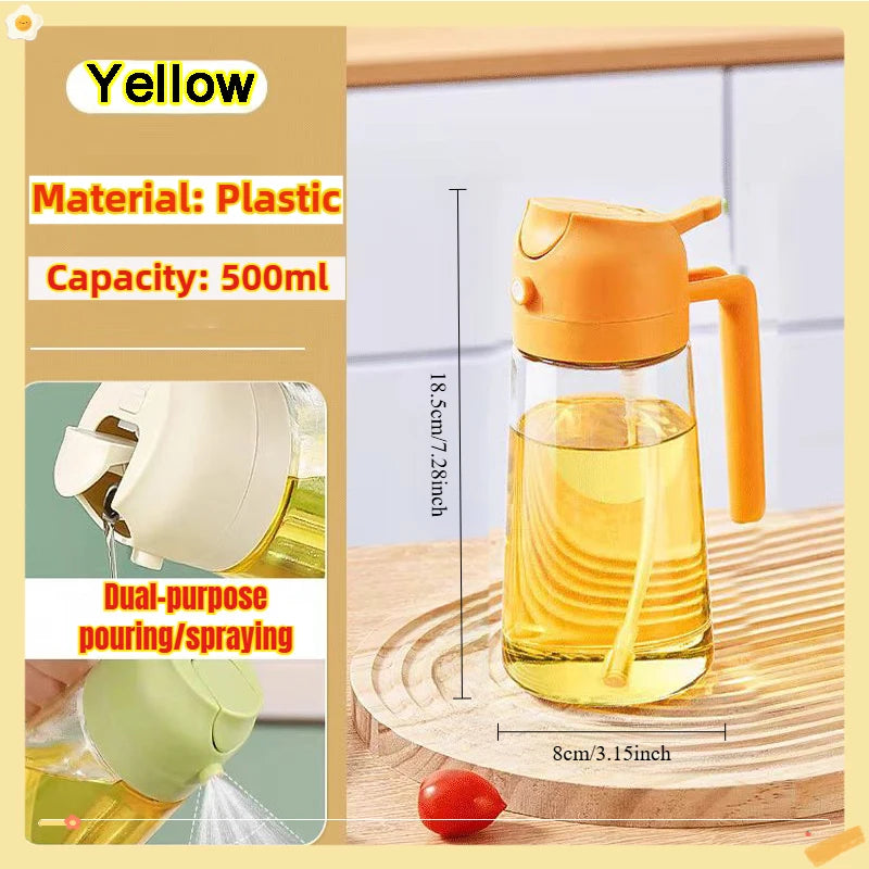 Botella pulverizadora de aceite de 200/300/500 ml para barbacoa, cocina, aceite de oliva, pulverizador de aceite de plástico para hornear, botella vacía, botella de vinagre o pincel de aceite