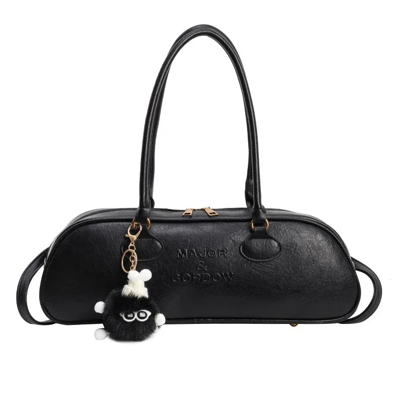 Bolsos de hombro de PU con cremallera y costuras sólidas, tipo baguette suave 2024, bolsos de alta calidad para mujer, bolsos de mano de gran capacidad para mujer.