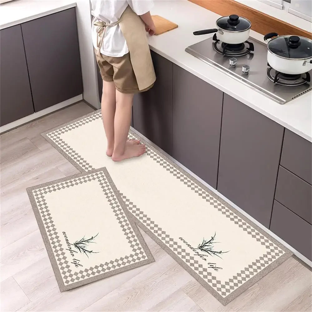 Alfombra para el suelo de la cocina, el dormitorio, la sala de estar, la mesita de noche, el pasillo, la alfombra suave lavable, antideslizante, el felpudo de entrada del baño.