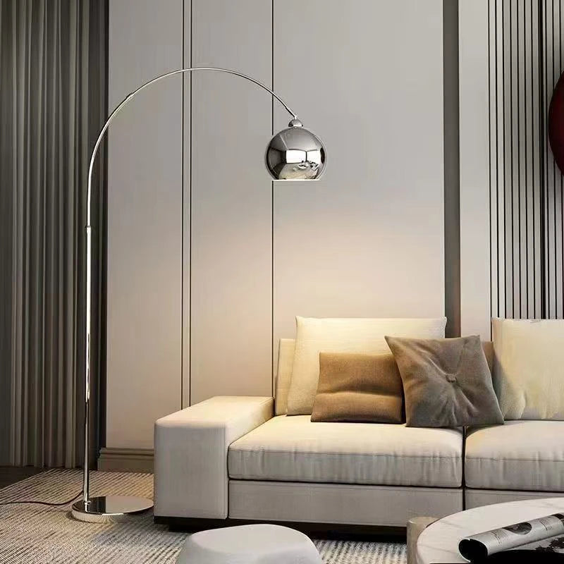 Lámpara de pie ajustable de estilo plateado para sala de estar, dormitorio, sofá, luz de pie con altura ajustable, decoración moderna minimalista.