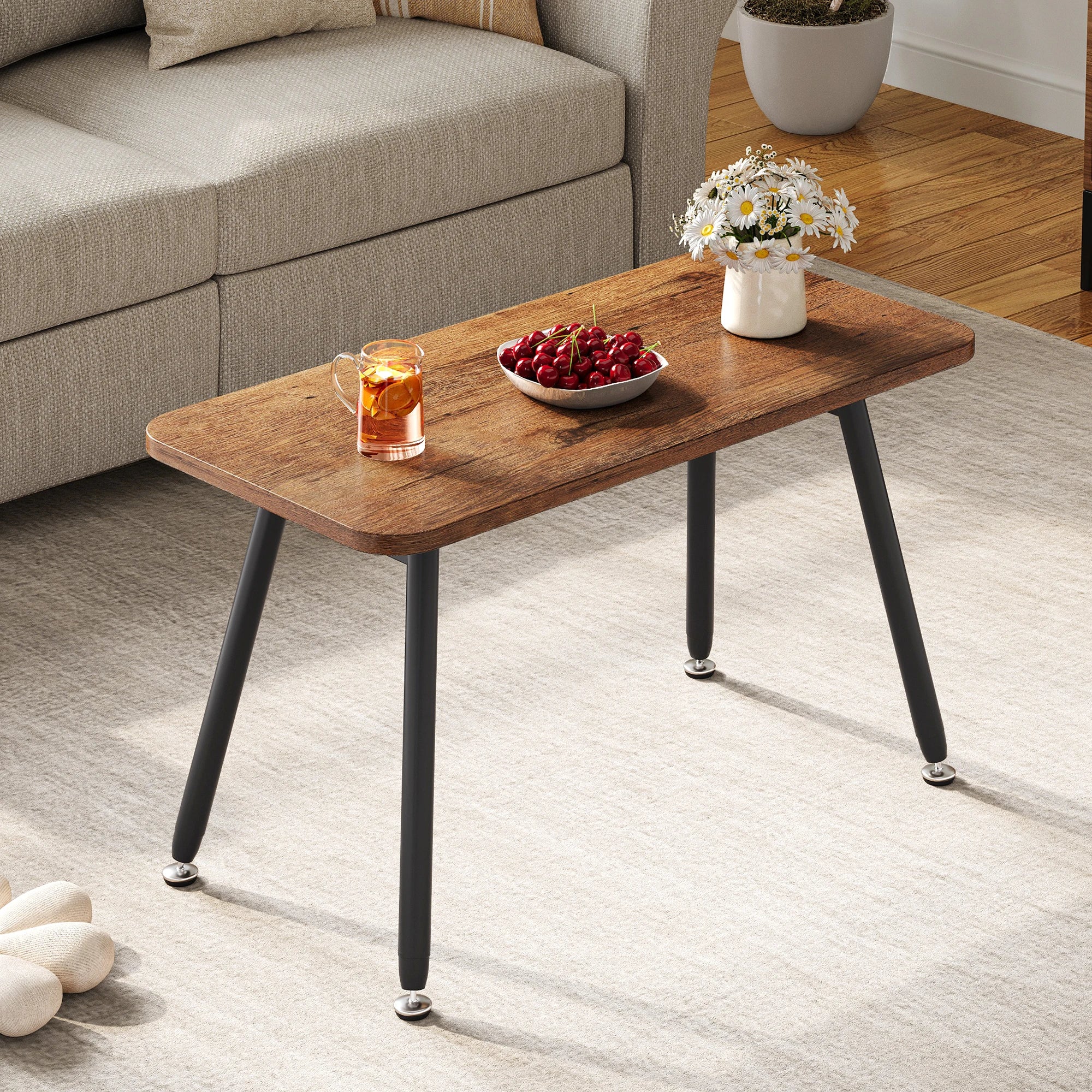 YITAHOME Folding Coffee Table - 80x40x45cm, Portable End Table for Living Room/Bedroom/Office, Walnut (No Assembly)