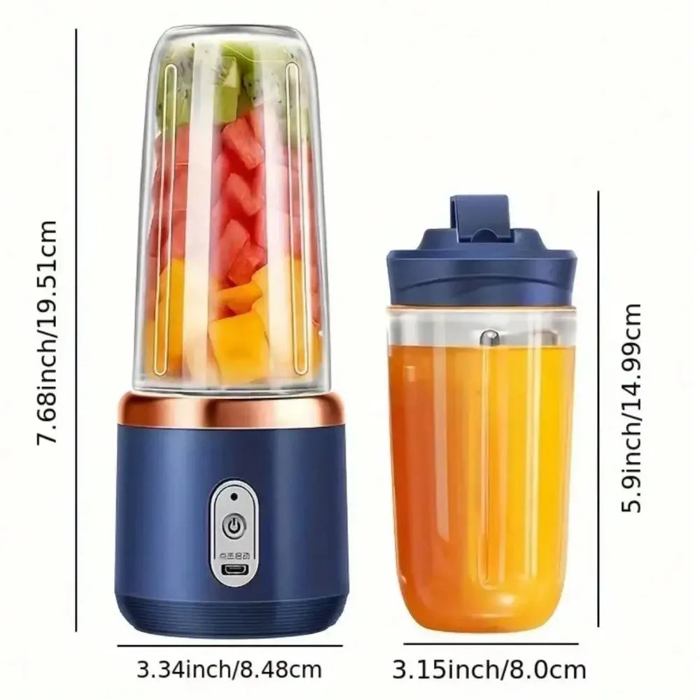 Licuadora y exprimidor portátil recargable de 380 ml, máquina personal para batidos y triturador de hielo para zumos, licuadora portátil de viaje.