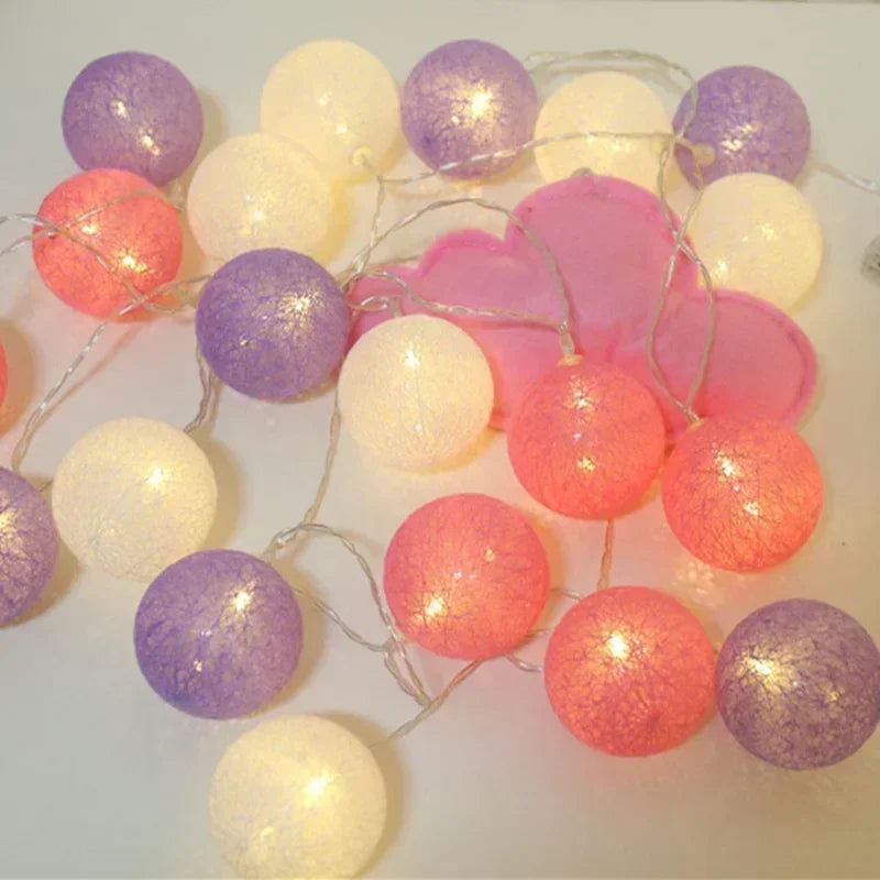 Guirnalda de bolas de algodón de 1,5/3 m, luces colgantes para Navidad, fiestas al aire libre, habitaciones infantiles, camas, luces de hadas, decoraciones para bodas.