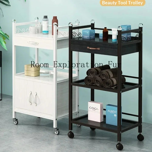 Beech Trolley Salon Hair Equipment Wheels Spa Beauty Furniture Machine Laser Black Roulette Storage Hairdressing Stainless Steel