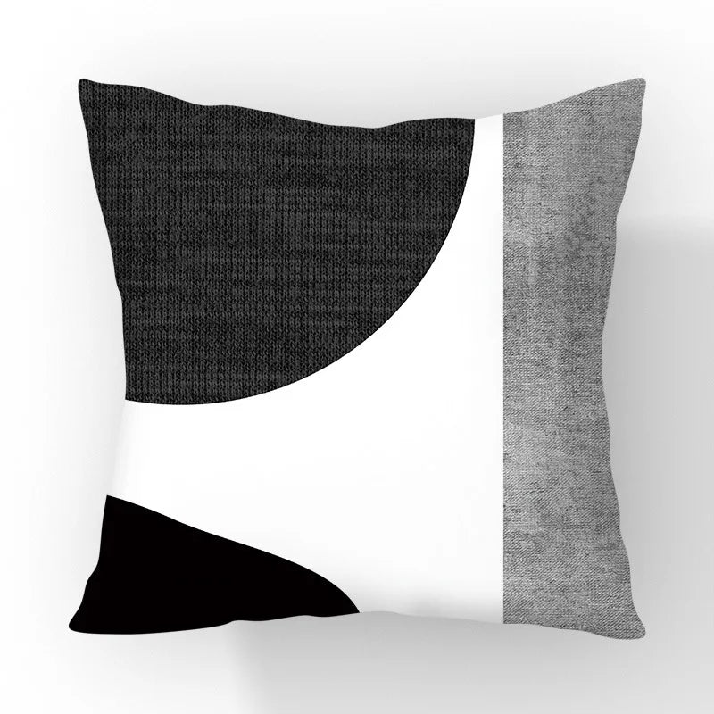 Funda de cojín geométrica en blanco y negro VIKAMA, funda de cojín moderna y minimalista para sofá de salón, funda de almohada para coche, decoración del hogar