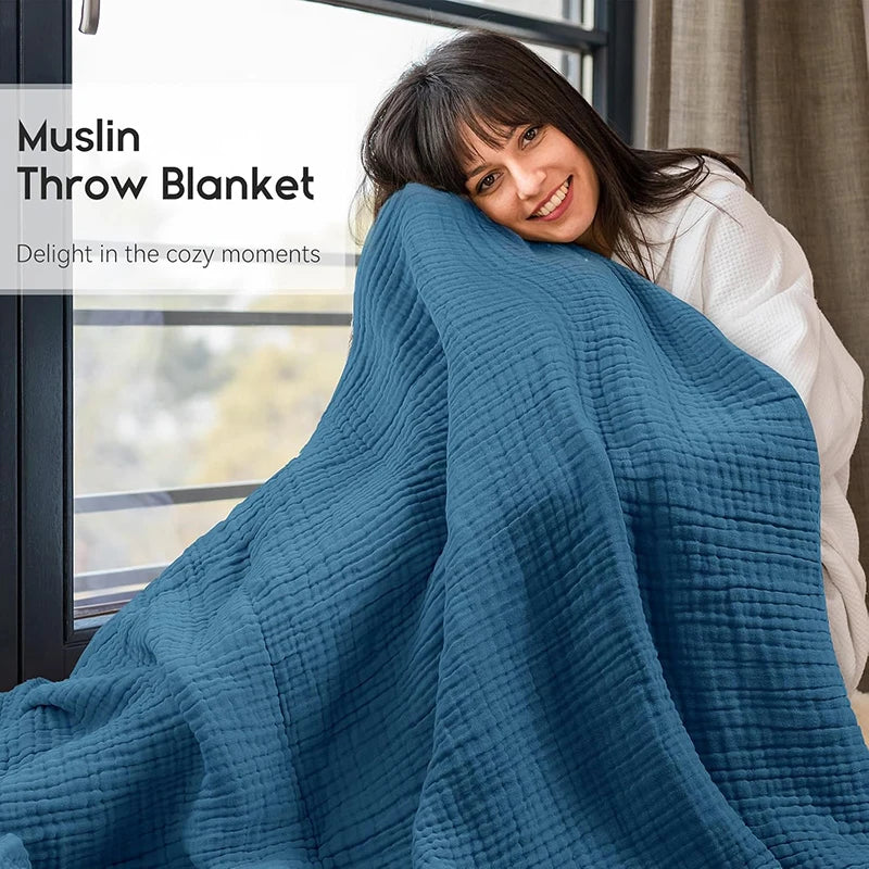 Manta Battilo 100% algodón muselina para sofá, 6 capas, transpirable, ligera, estilo bohemio, ideal para sofá cama, mantas grandes de verano.
