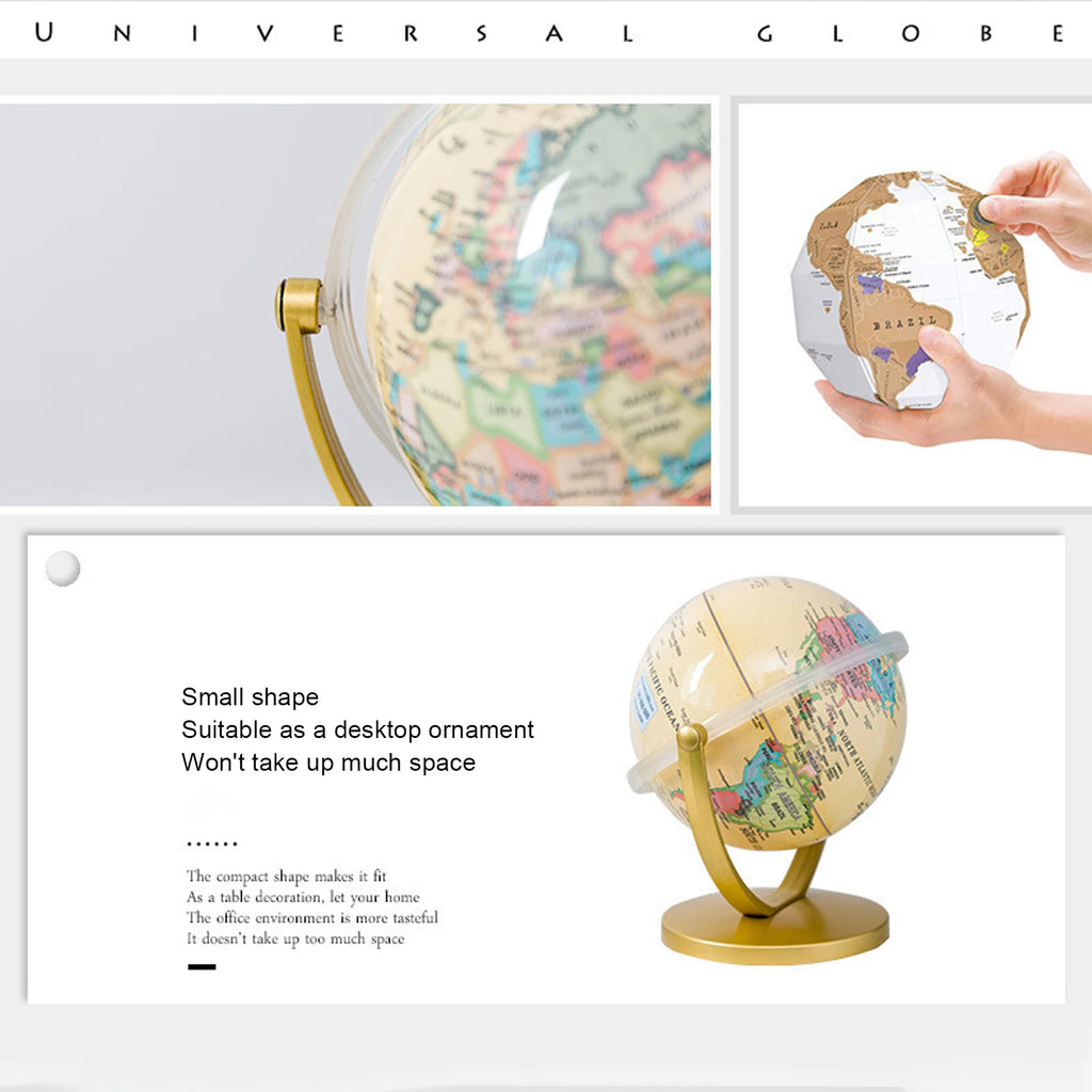 Mini globo terráqueo giratorio de escritorio con mapa del mundo (edición en inglés)