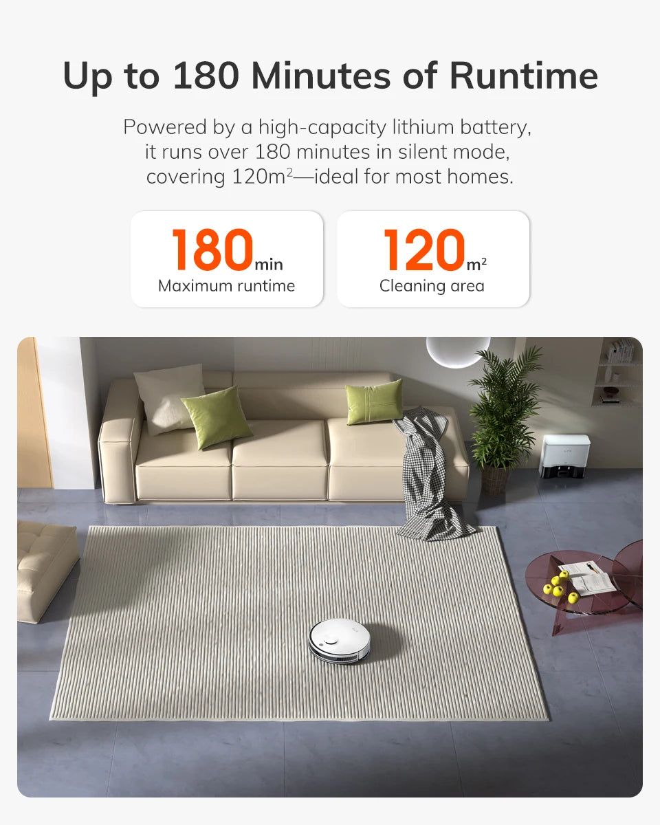 ILIFE A30 PRO, aspiradora y fregona robot con potencia de succión de 5000 Pa, vaciado automático, capacidad para 60 días, control por aplicación/mando a distancia, autonomía de 180 minutos.