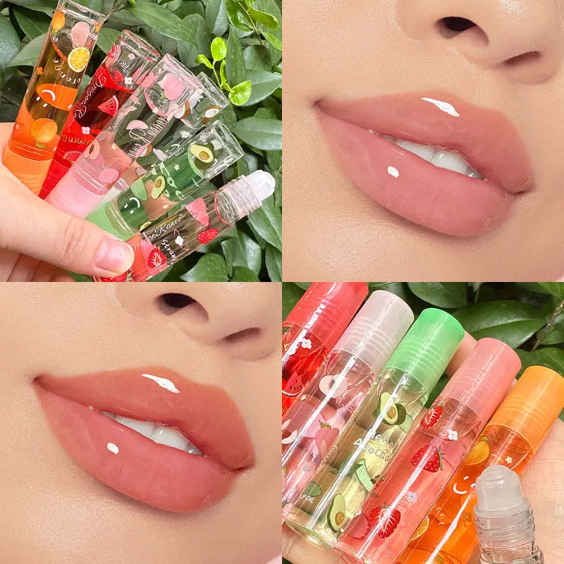 Aceite labial voluminizador transparente de 6 colores, brillo labial con efecto espejo, labial líquido transparente, hidratante, cuidado labial con frutas, maquillaje.