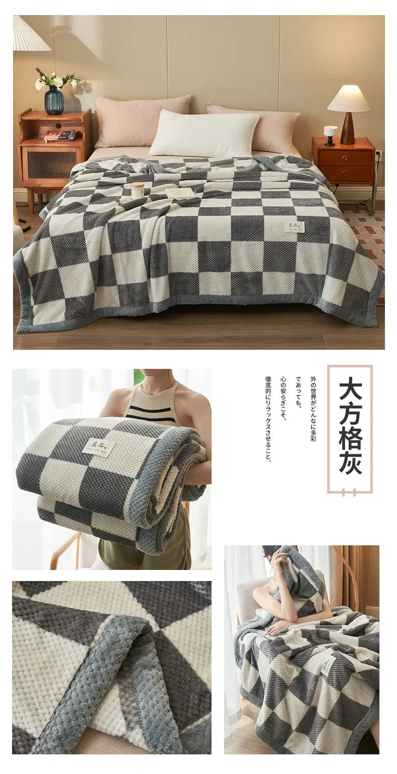 Manta de punto suave de hilo de chenilla, lavable a máquina, hecha a mano con ganchillo, ideal para sofá o cama.