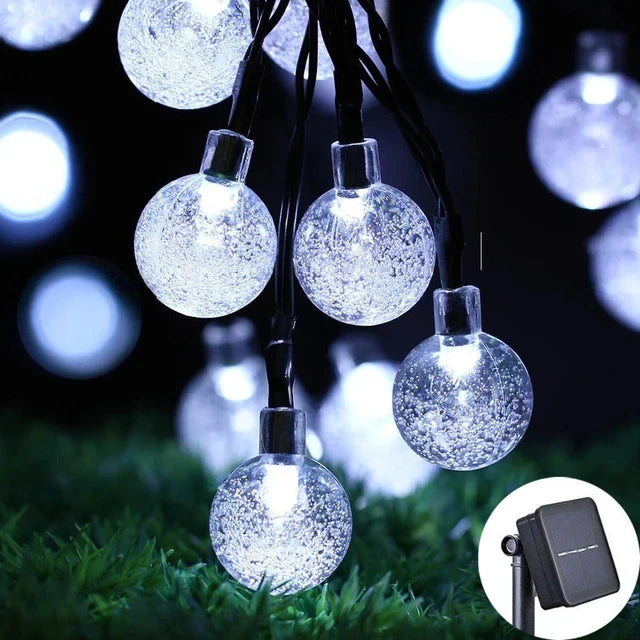 Guirnalda de luces solares tipo globo con 4 opciones de color, luces de hadas impermeables para exteriores con 8 modos para bodas, patios, fiestas y decoración del hogar.